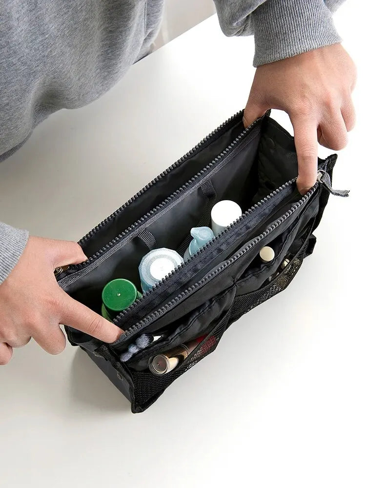 Multi Functional Large Capacity Makeup Bag Portable Double Zipper Toiletries Travel Storage Bag Mommy Bag Multi Pocket Cosmetic - Smarsty