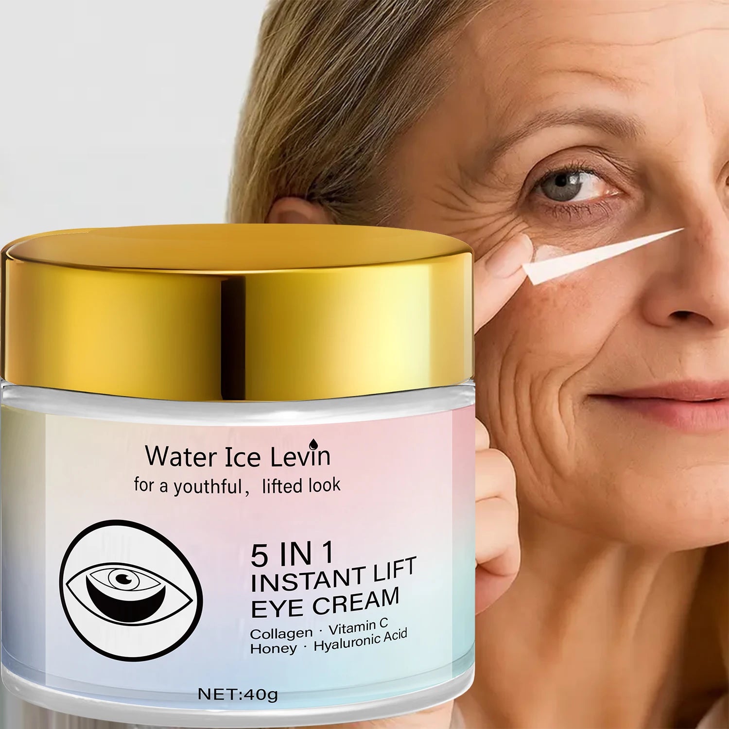 Collagen & Vitamin C Eye Cream 40g, Anti-Aging Firming Eye Treatment with Honey & Hyaluronic Acid, Fast Delivery - Smarsty