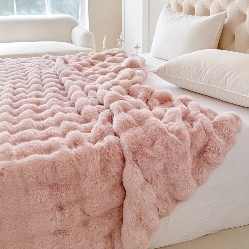Double-Layer Rabbit Fur Blanket for Comfortable Summer Use - Smarsty