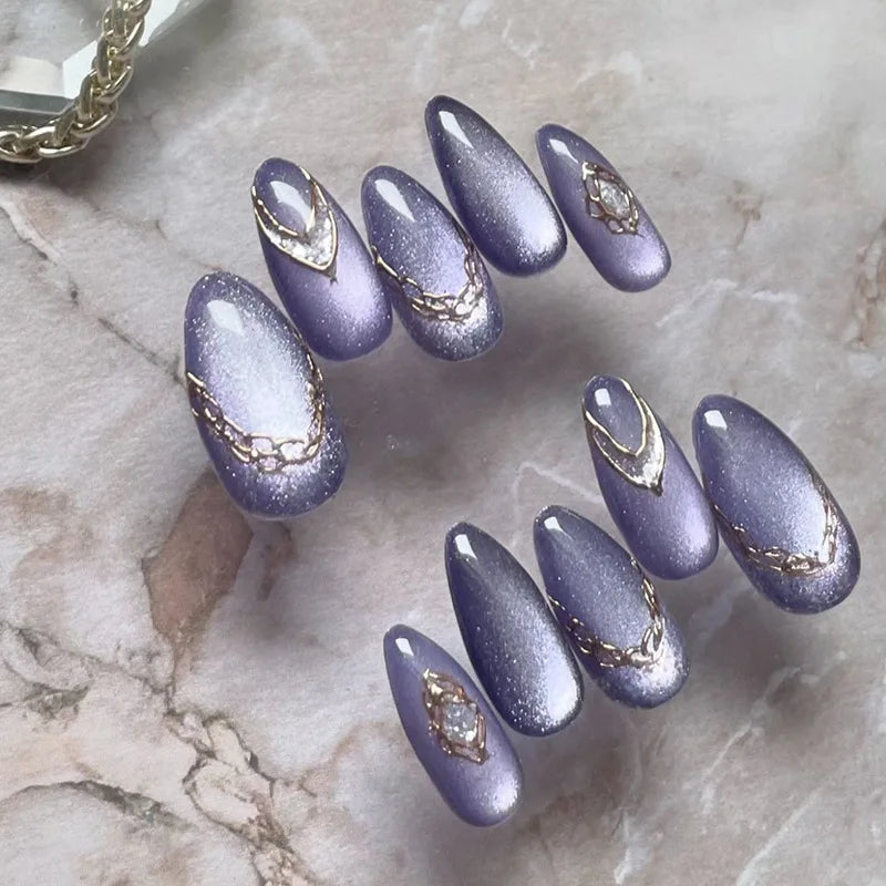 Romantic 24pcs Blue French Style Press On Nails - Smarsty