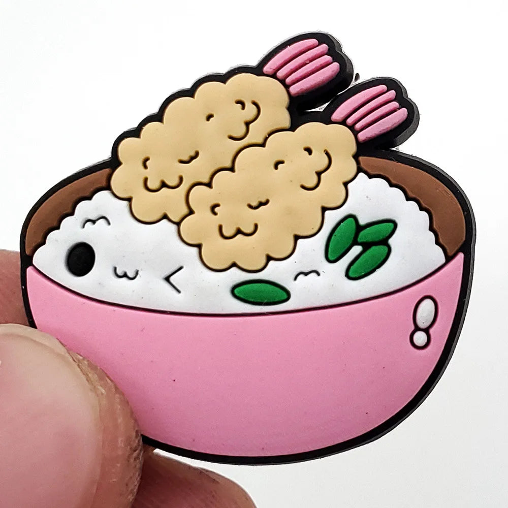 20pcs Food Series Cake Pizza PVC Shoe Charms Accessories Clogs Bubble Slides Sandals Shoe Buckles Decorations Pins Kids Gifts