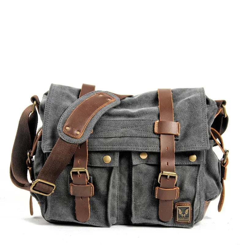 Muchuan Canvas Leather Messenger Bag For Men Laptop Case - Smarsty