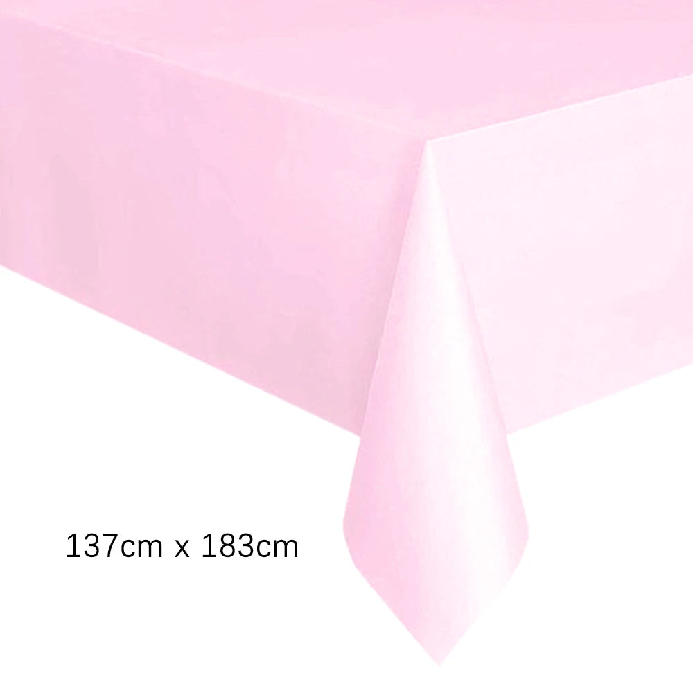 Disposable White Pink Tablecloth for Parties and Weddings - Smarsty