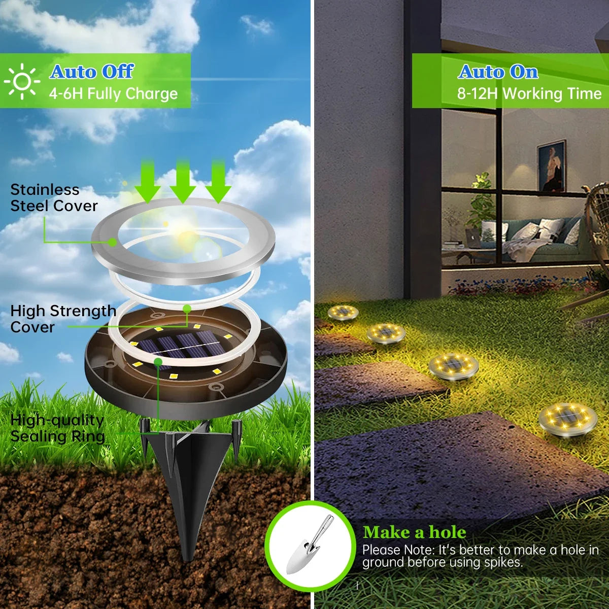 Solar LED In-Ground Lights for Bright Pathway Illumination - Smarsty