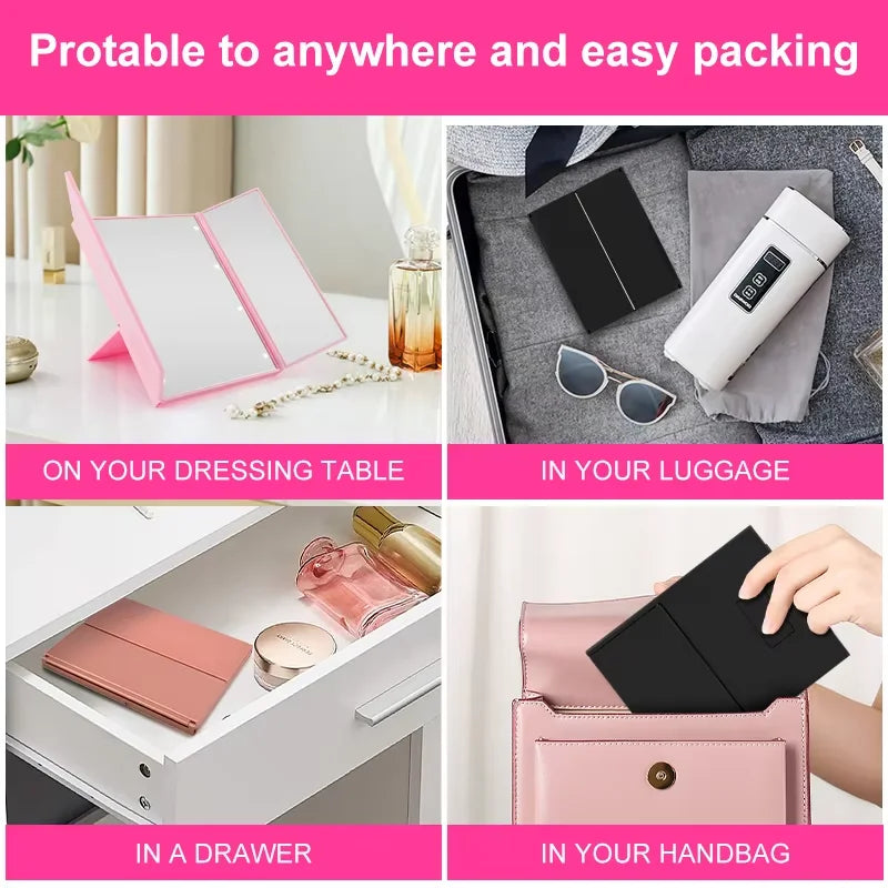 Portable LED Makeup Mirror with Adjustable Stand - Smarsty