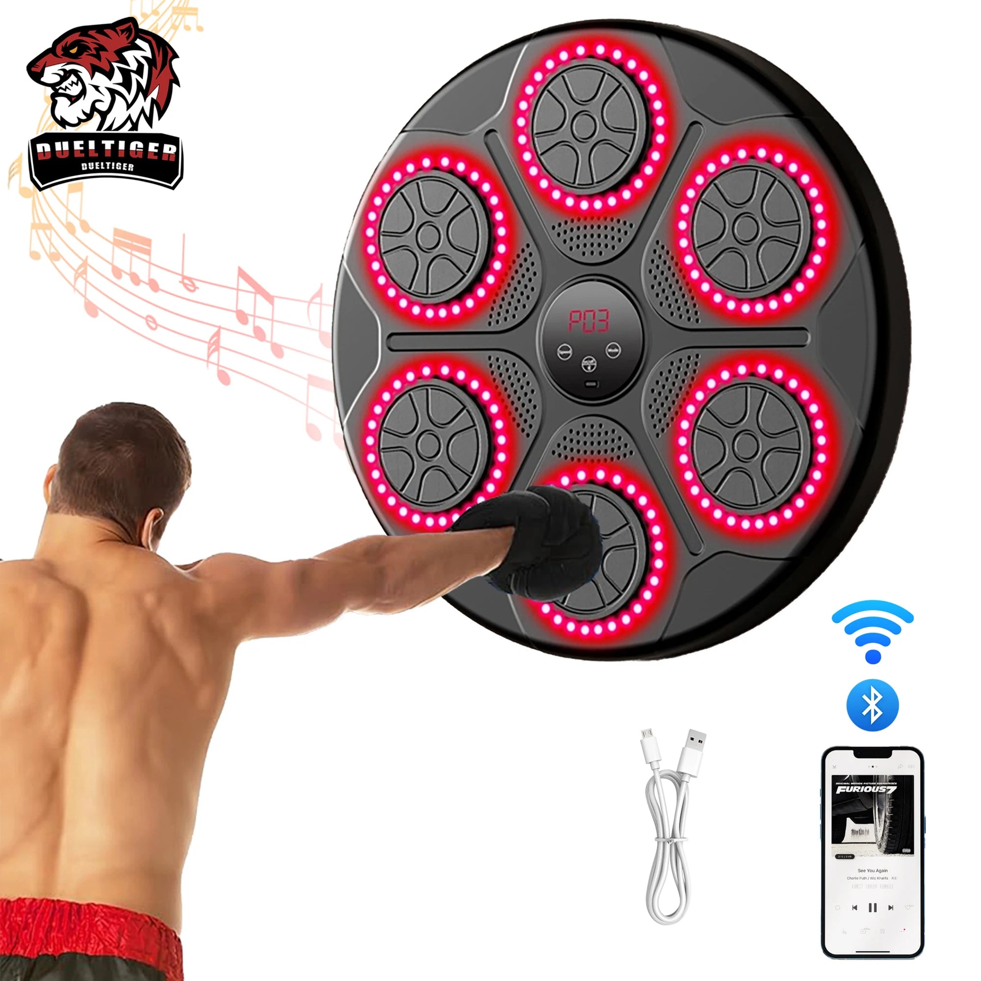 New Music Boxing Machine Smart Bluetooth Wall Mounted Music Boxing Trainer Gym Home Electronic Boxing Target Punching Equipment