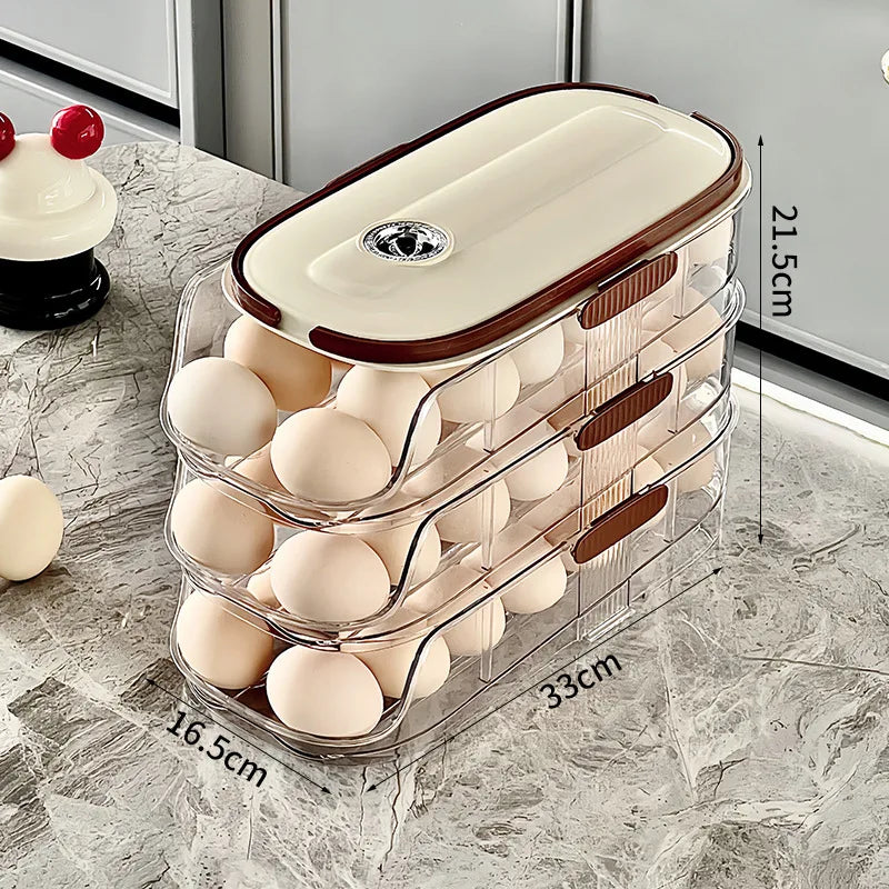 1PCS Home Refrigerator Egg Storage Box Automatic Rolling Eggs Holder Rack Egg Roller Organizer Kitchen Countertop Egg Shelf by Smarsty