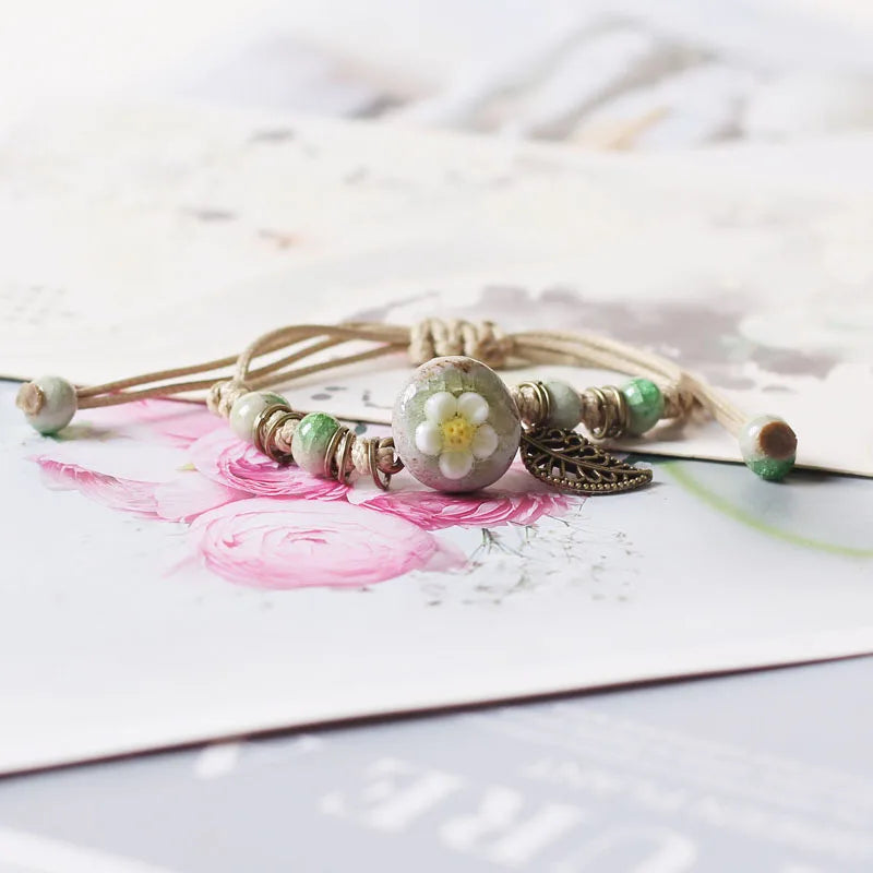 Handmade Boho Leather Charm Bracelet Adjustable Unisex - Smarsty