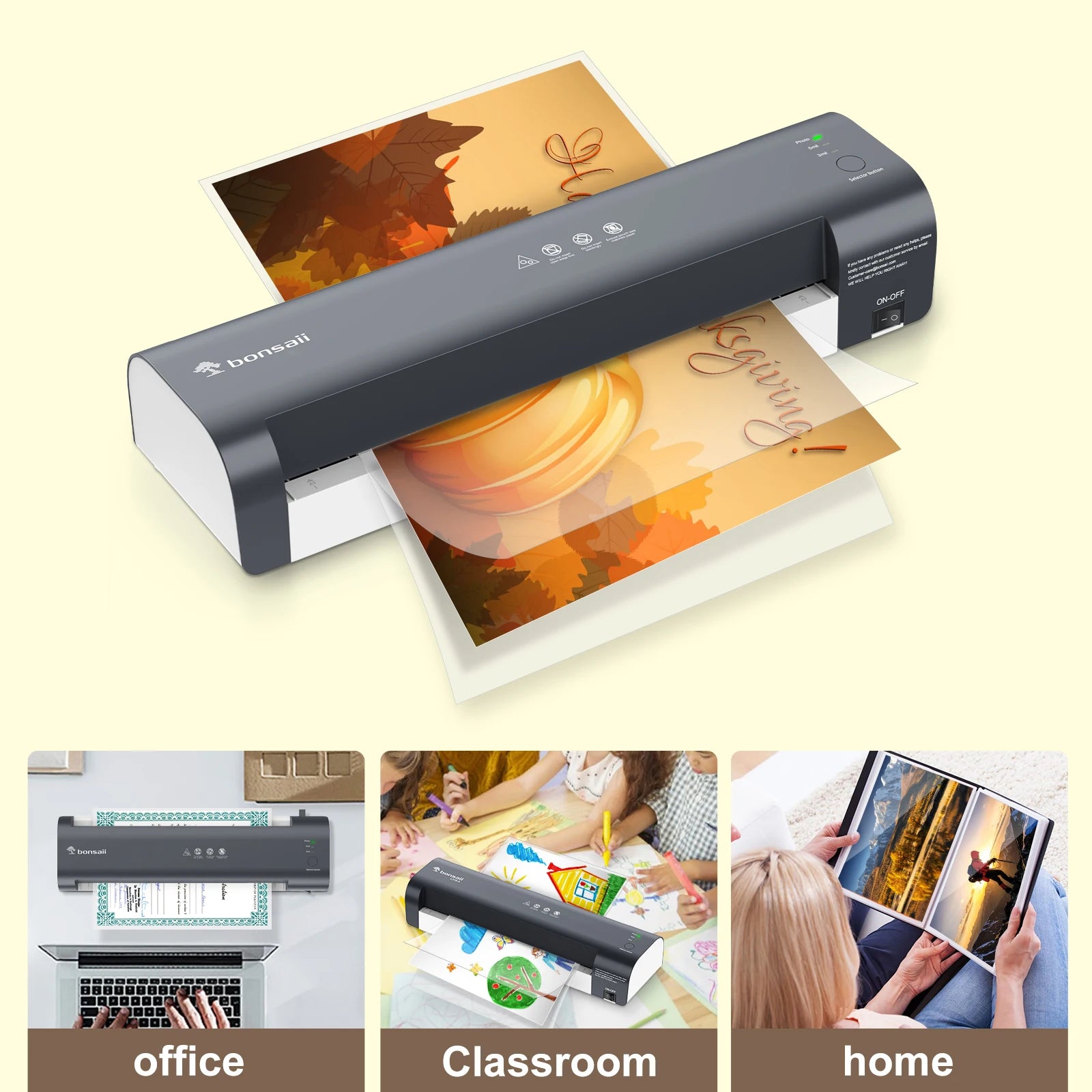 BONSAII 13" Laminator for A3, Never Jam, Smart Temp, Long-Lasting Preservation, Ideal for Home/Office/Classroom