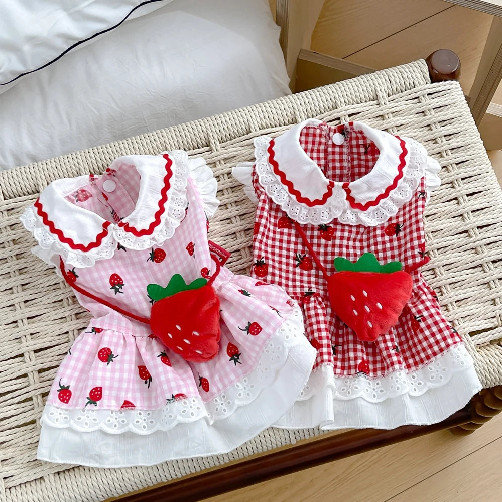 Cute Strawberry Dress for Dogs Summer Apparel - Smarsty