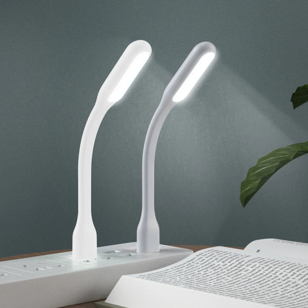 USB LED Light Book Light Flexible Portable Night Light Gooseneck USB Lamp Compatible for Power Bank Notebook Laptop