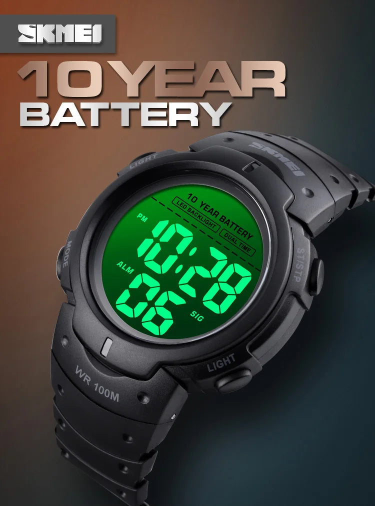 Waterproof Digital Sport Watch with 10 Year Battery Life - Smarsty