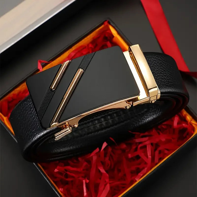 Men Leather Belt Automatic Buckle Luxury Waist Strap - Smarsty
