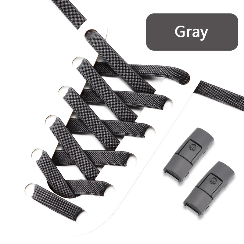 No Tie Shoe laces Press Lock Shoelaces without ties Elastic Laces Sneaker Kids Adult 8MM Widened Flat Shoelace for Shoes - Smarsty