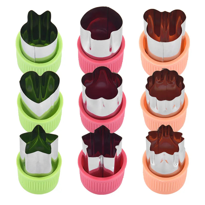 Star Heart Shape Vegetables Cutter Plastic Handle 3Pcs Portable Cook Tools Stainless Steel Fruit Cutting Die Kitchen Gadgets by Smarsty