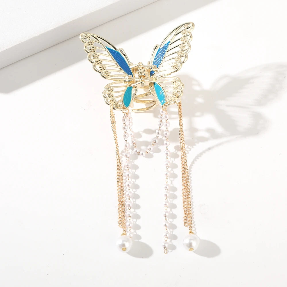 Korean Pearl Butterfly Hair Claw Clip For Women Stylish - Smarsty
