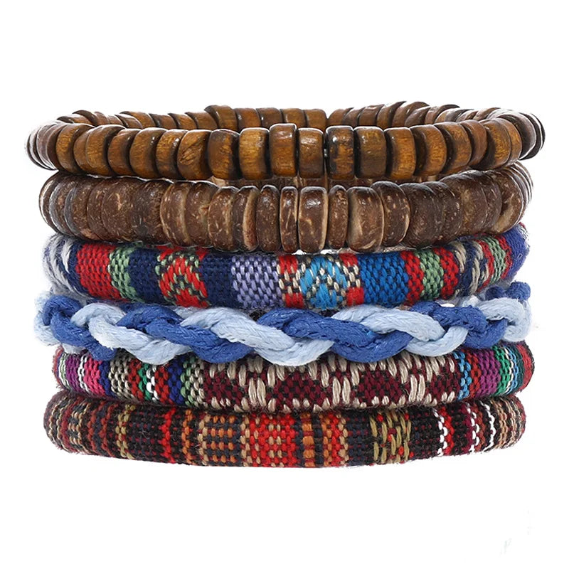 Men’s Leather Braided Bracelets Vintage Ethnic Wristband - Smarsty