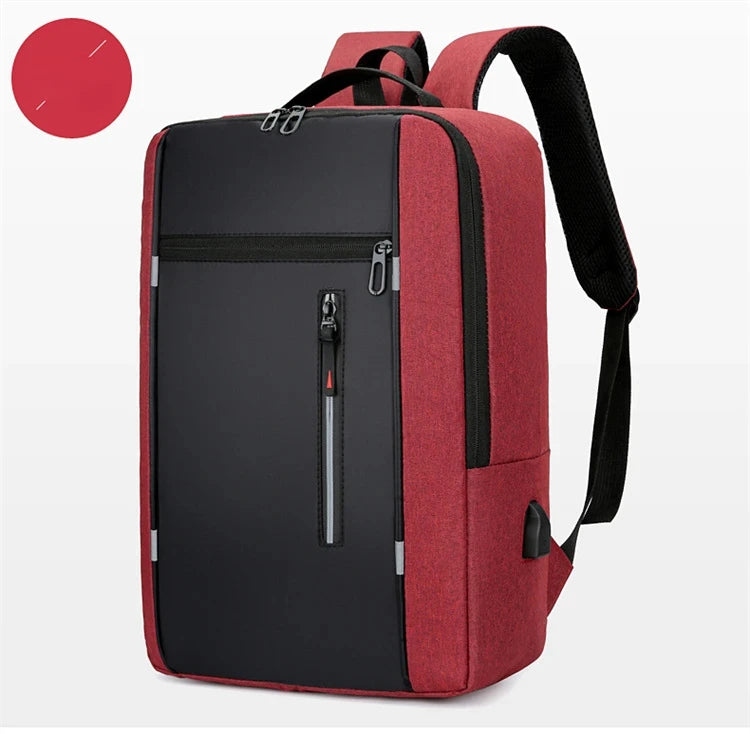 Men's Waterproof Oxford Laptop Backpack 15.6 Inch with USB Charging Port High Capacity Business Travel School Bag - Smarsty