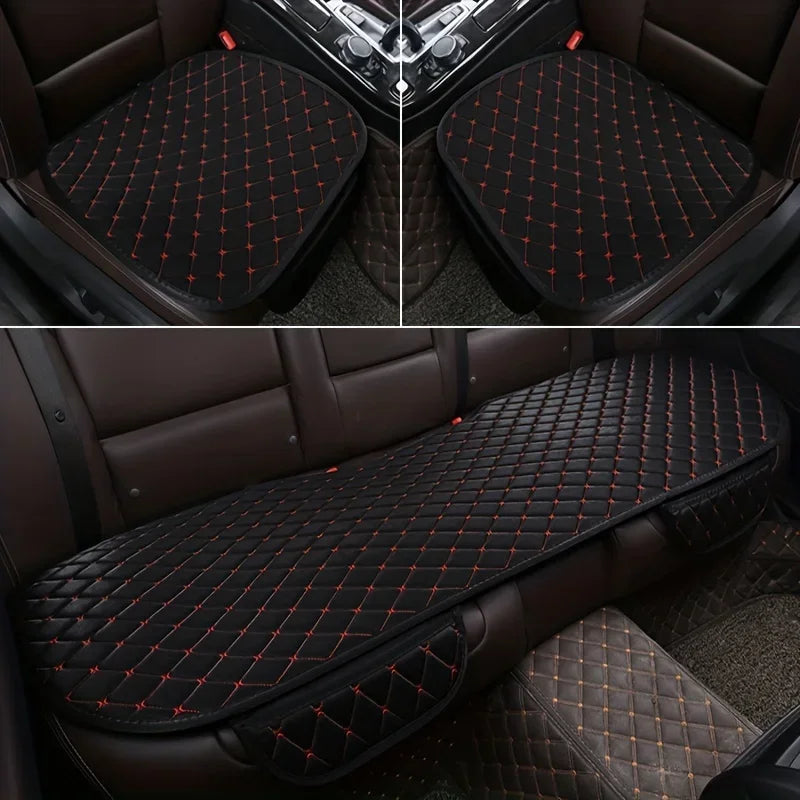 Cotton Linen Car Seat Covers Set Three Piece Universal - Smarsty