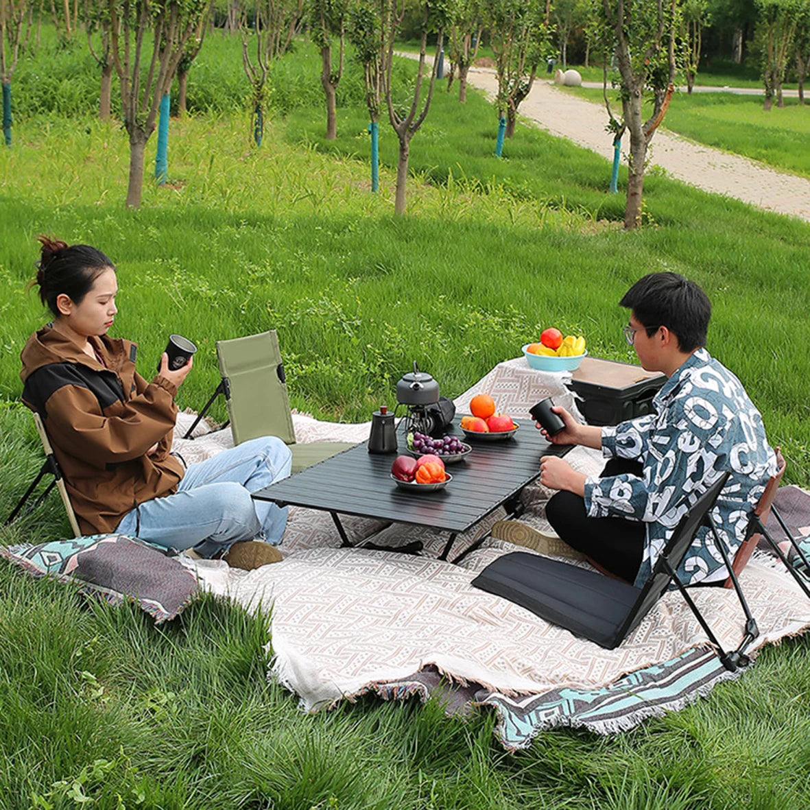 TARKA Camping Single Lazy Chair Park Backrest Relaxing Chairs Lightweight Folding Chairs Outdoor Foldable Beach Picnic Chairs