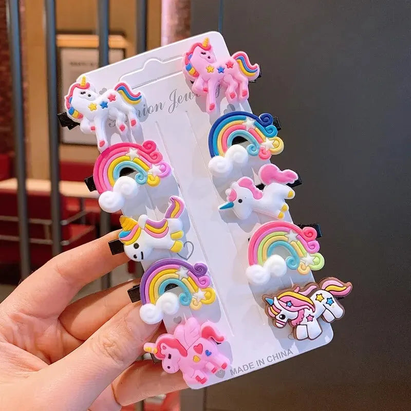 Cute Cartoon Unicorn Hair Clips Set for Girls - Smarsty
