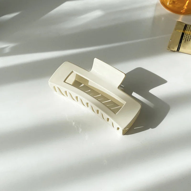 Korean Coffee Beige Acrylic Geometric Hair Claw Clip Large - Smarsty