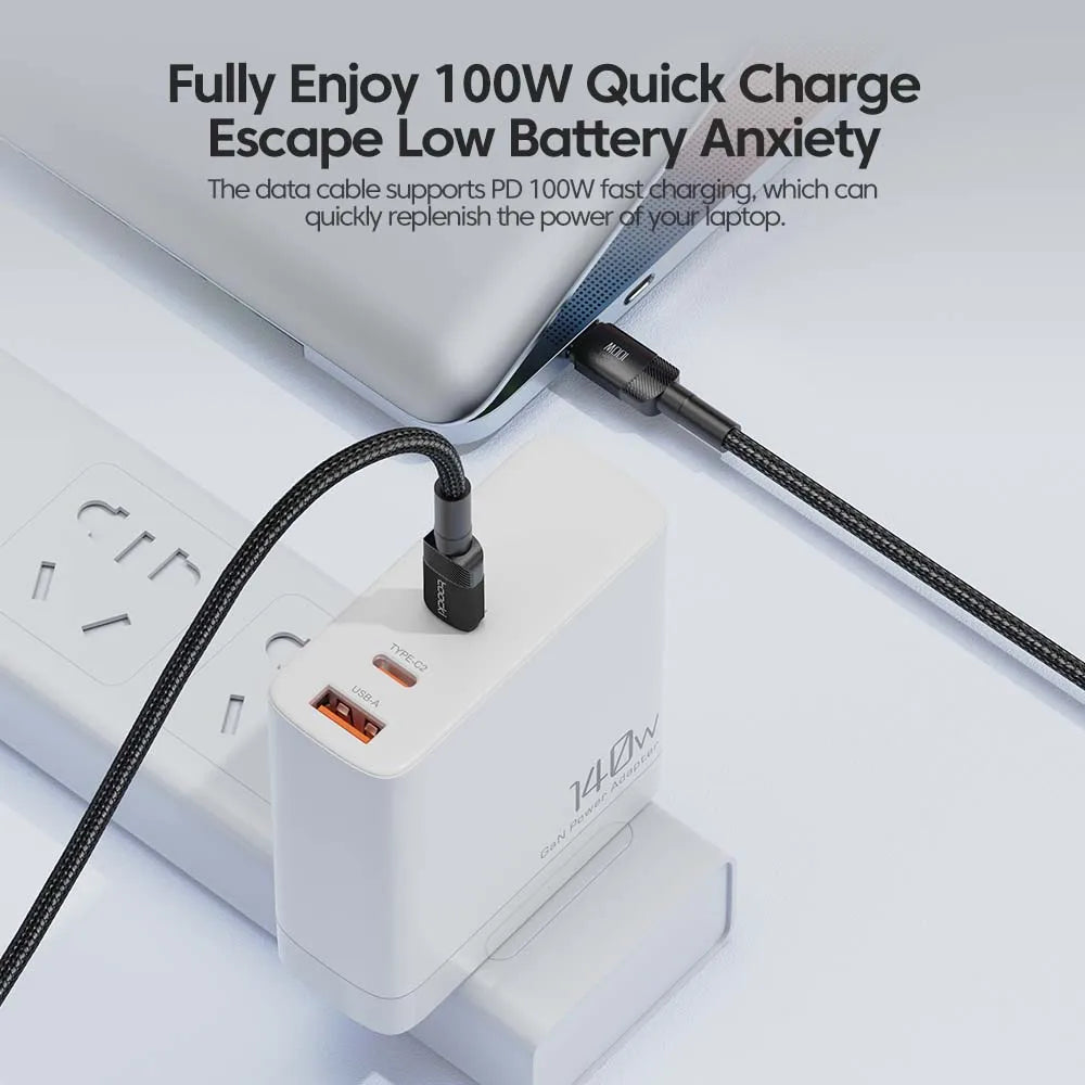 Toocki 100W Type C to USB C Cable PD 3.0 Quick Charge 4.0 Fast Charging Type C to Type C for iPhone 15 Macbook Samsung Xiaomi - Smarsty