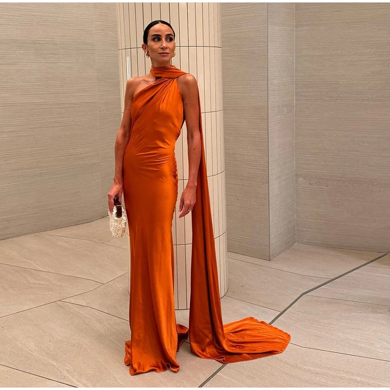 Elegant Solid Ribbon Women Halter Dress Off Shoulder Sleeveless Backless Slim Female Maxi Dresses 2025 Summer New Chic Lady Robe - Smarsty
