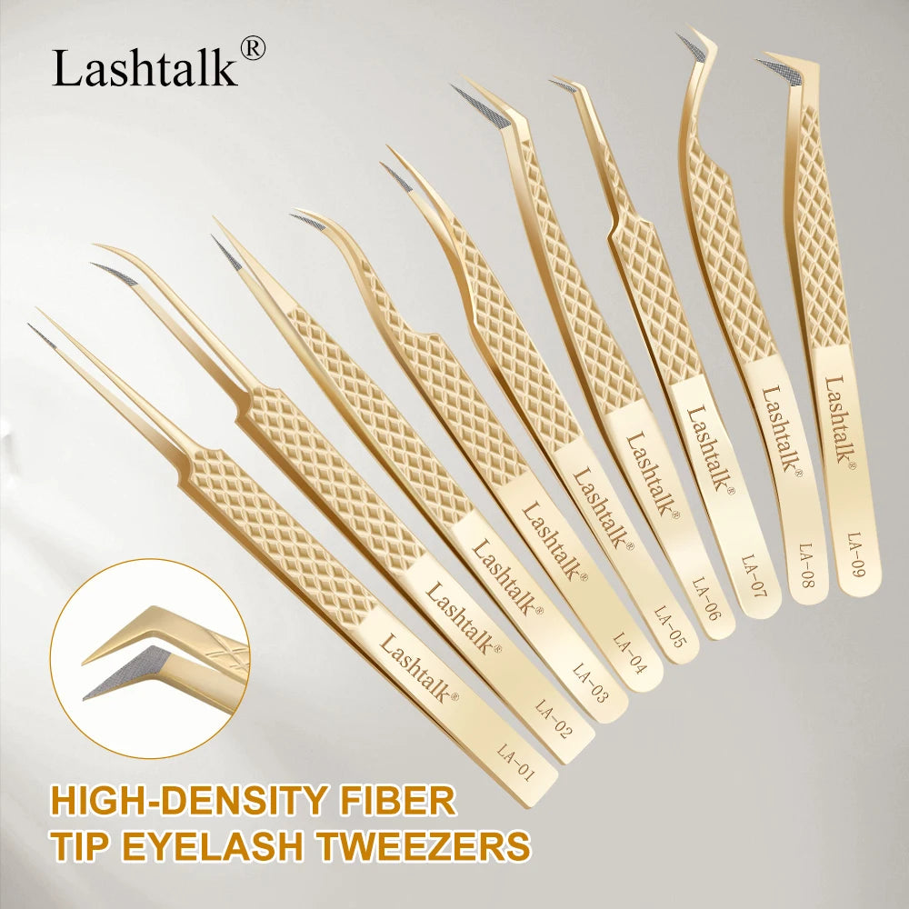 Precision Fiber Tip Eyelash Extension Tweezers with Diamond Grip - Smarsty