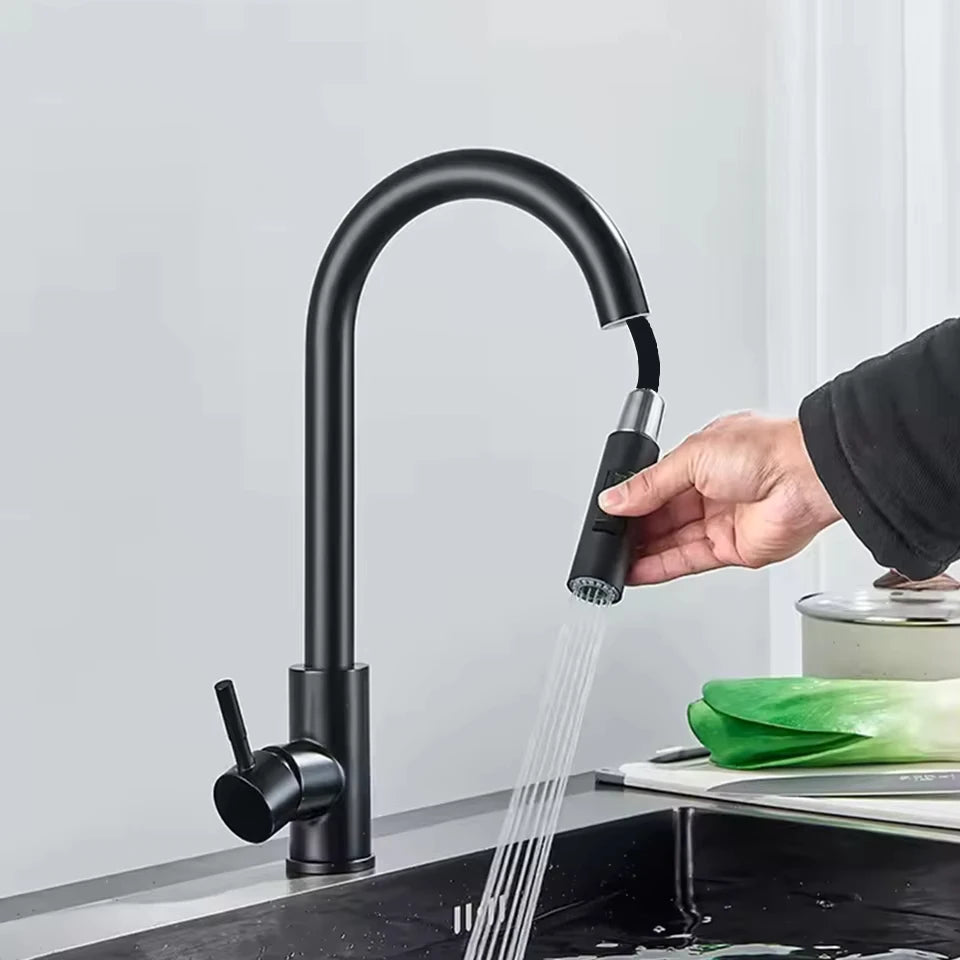 304 Chrome Kitchen Faucet with Pull-Out Spray Feature - Smarsty
