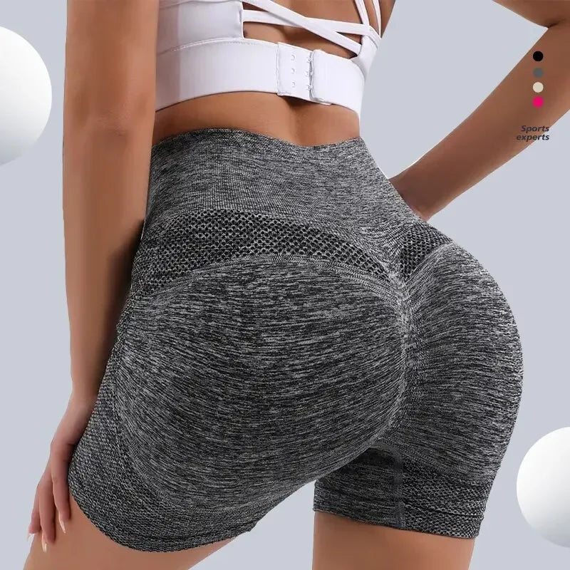 CZGUKE Women High Waist Workout Shorts Butt Lifting Tummy Control Ruched Booty Smile Yoga Short Pant - Smarsty