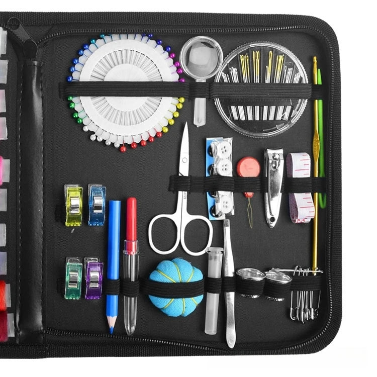 Sewing Kit Complete Set with Threads Needles Scissors Tape Measure Buttons and More for DIY Handcraft Projects Home and Travel - Smarsty