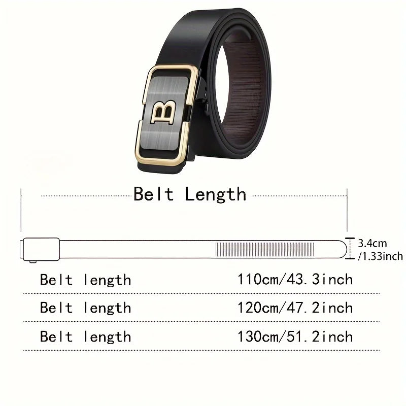 Men's Automatic Buckle PU Leather Belt High Quality - Smarsty