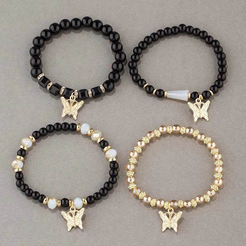 Trendy Butterfly Beaded Bracelet Set for Women - Smarsty