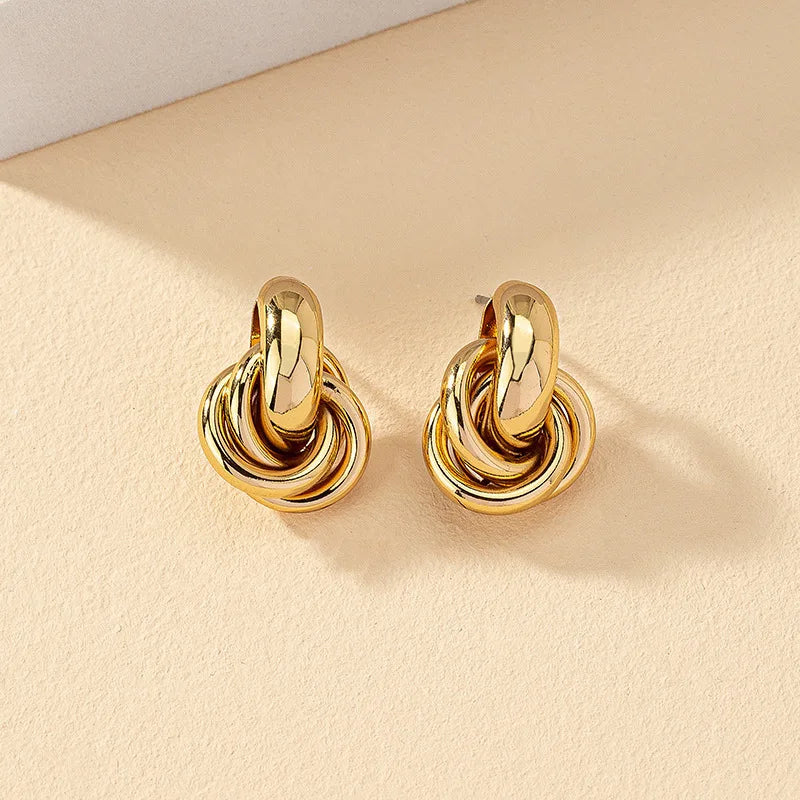 Geometric Striped Large Ear Buckle Earrings for Women - Smarsty