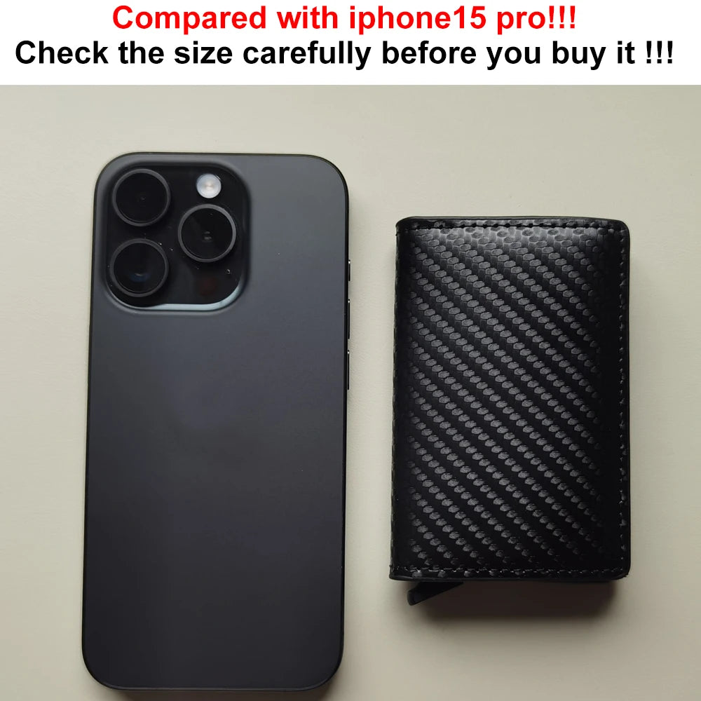 Anti Rfid Carbon Fiber ID Credit Card Holder Men Wallets Mini Automatic Pop up Bank Cardholder Case Minimalist Vallet Choice