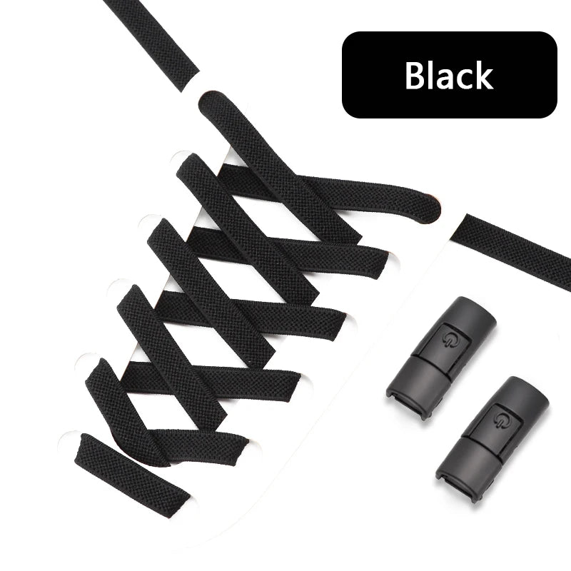 No Tie Shoe laces Press Lock Shoelaces without ties Elastic Laces Sneaker Kids Adult 8MM Widened Flat Shoelace for Shoes - Smarsty