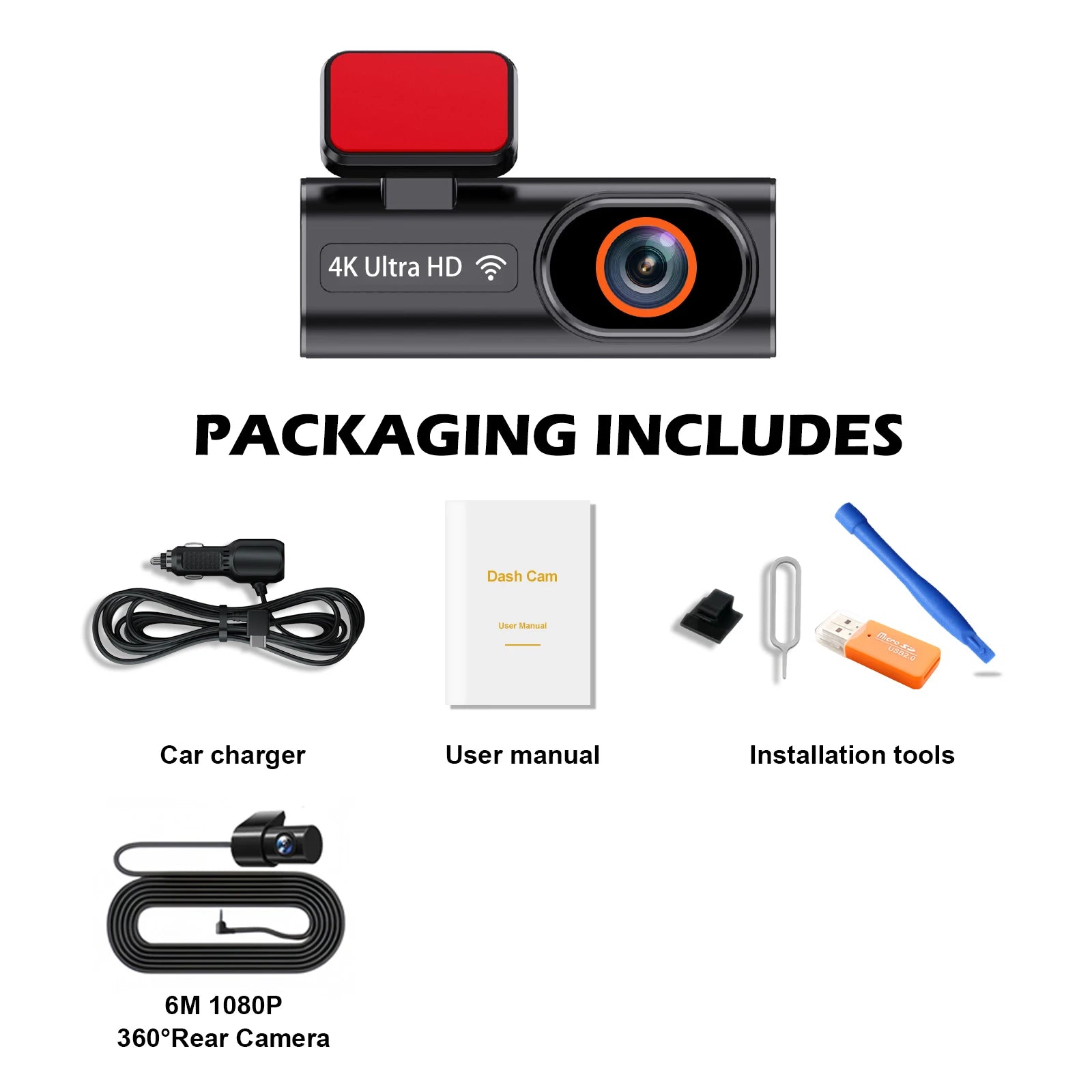 4K Dash Cam Ultra HD Car Front Night Vision Parking - Smarsty