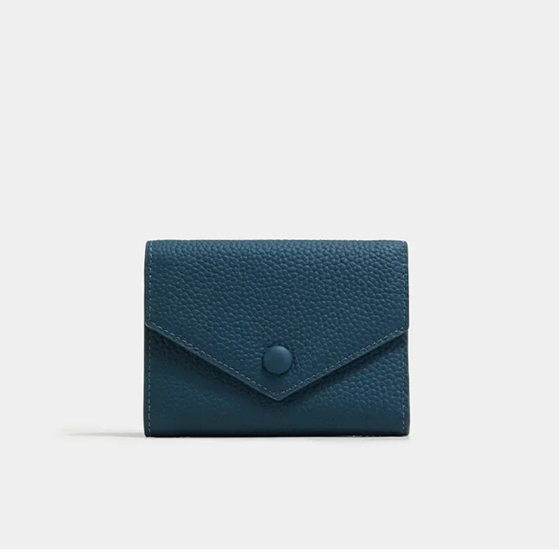 New PU Leather Small For Women Wallet Luxury Envelope Card Holder Brand Designer Multipurpose Zip Coin Cowhide Short Purse 2024