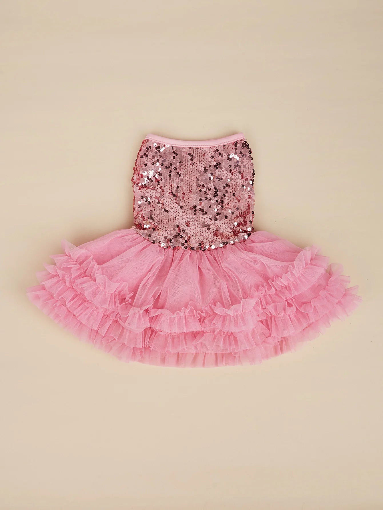Sleeveless Dog Dress with Tulle and Sequins - Smarsty