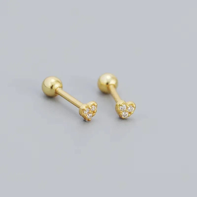 Hypoallergenic Heart Stud Earrings Screw Back For Women - Smarsty