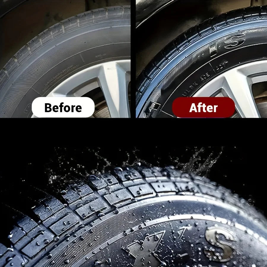Black Shiny Tire wax - durable, long-lasting protection and repair for all kinds of tires - prevents cracks and whitens - Smarsty