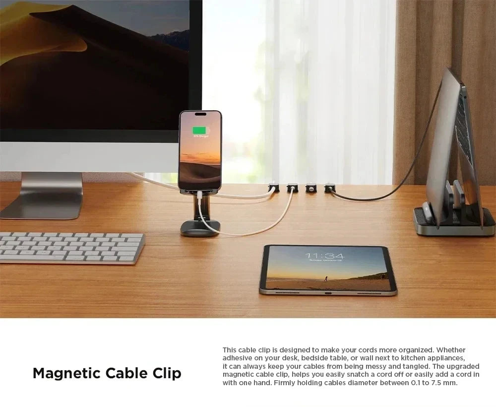 Magnetic Cable Clip Cable Holder Adhesive Wire Keeper Cord Cable Organizer for Home Office Under Desk Management - Smarsty