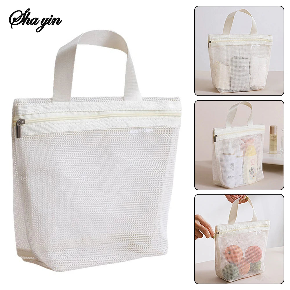 Clear Mesh Makeup Bag Portable Cosmetic Organizer Travel - Smarsty