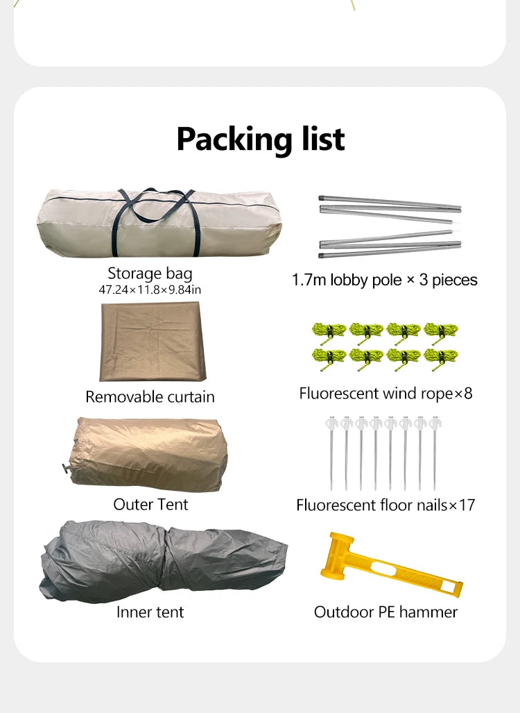 Sonuto Automatic Large Camping Tent 3-8 Person Quick Setup Double Hall Ridge Tent with Canopy for Outdoor Family Adventures by Smarsty