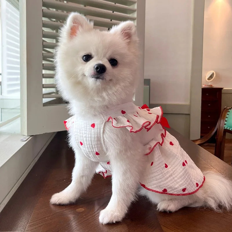 Summer Dog Cooling Dress with Cute Heart Print - Smarsty