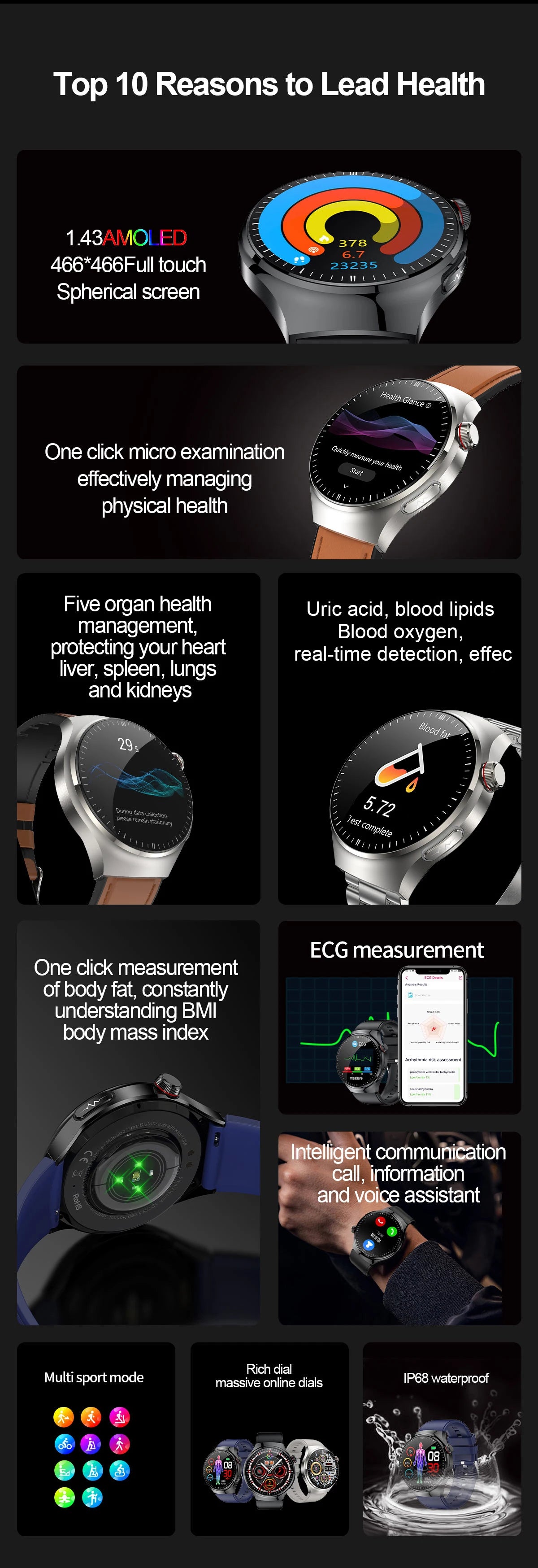 2025 Smart Health Watch with Blood Oxygen and ECG - Smarsty