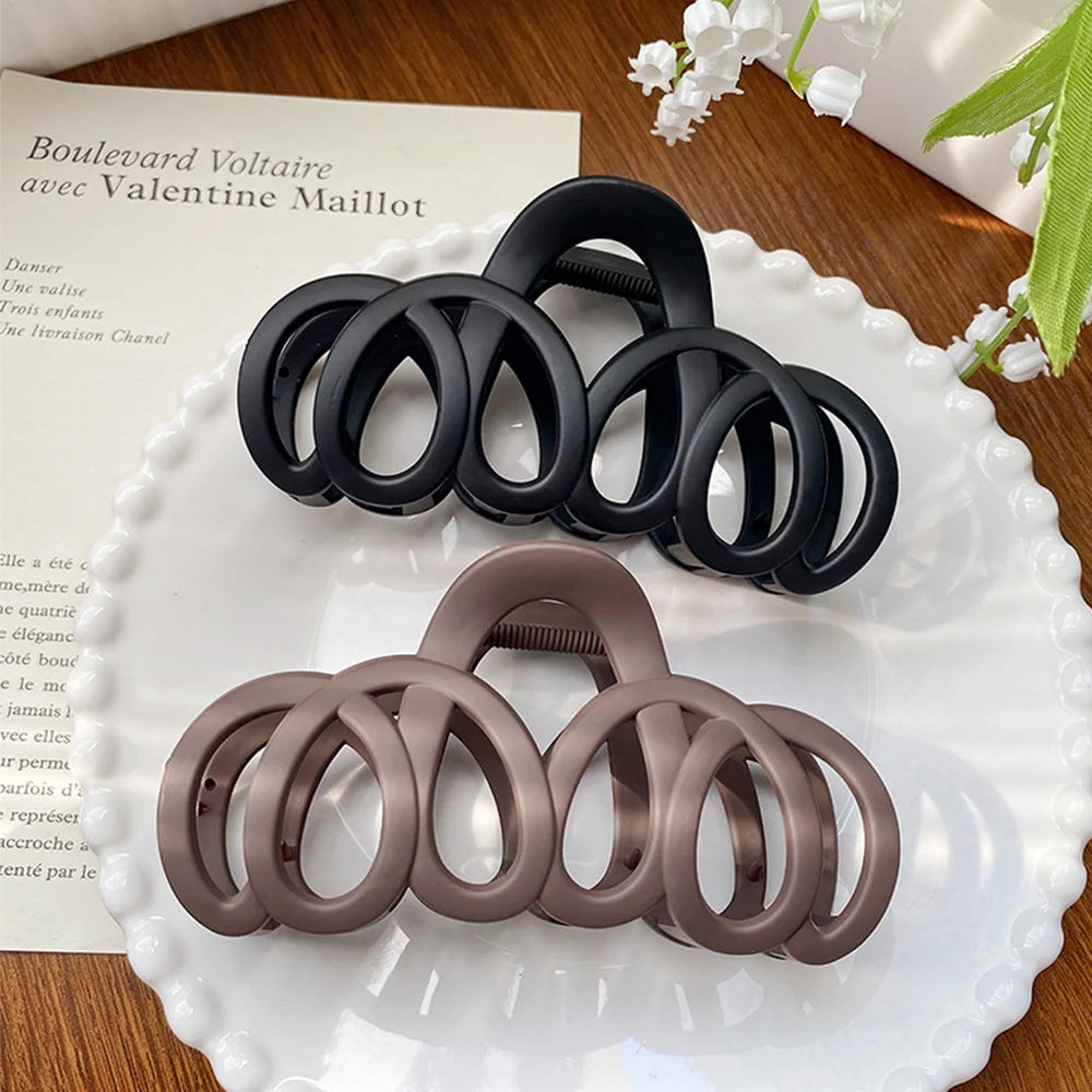 Frosted Hollow Bow Hair Claw Clip Elegant Korean Style - Smarsty