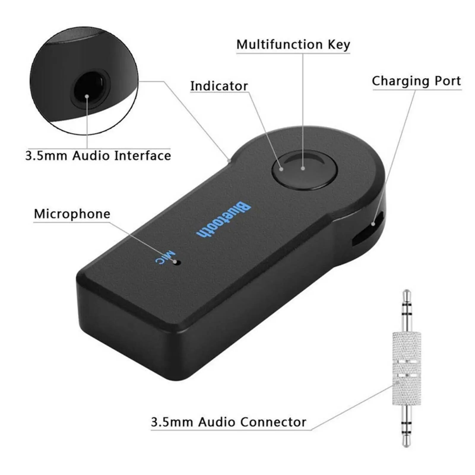 Wireless Bluetooth 5.0 Receiver for Car Audio 3.5mm - Smarsty