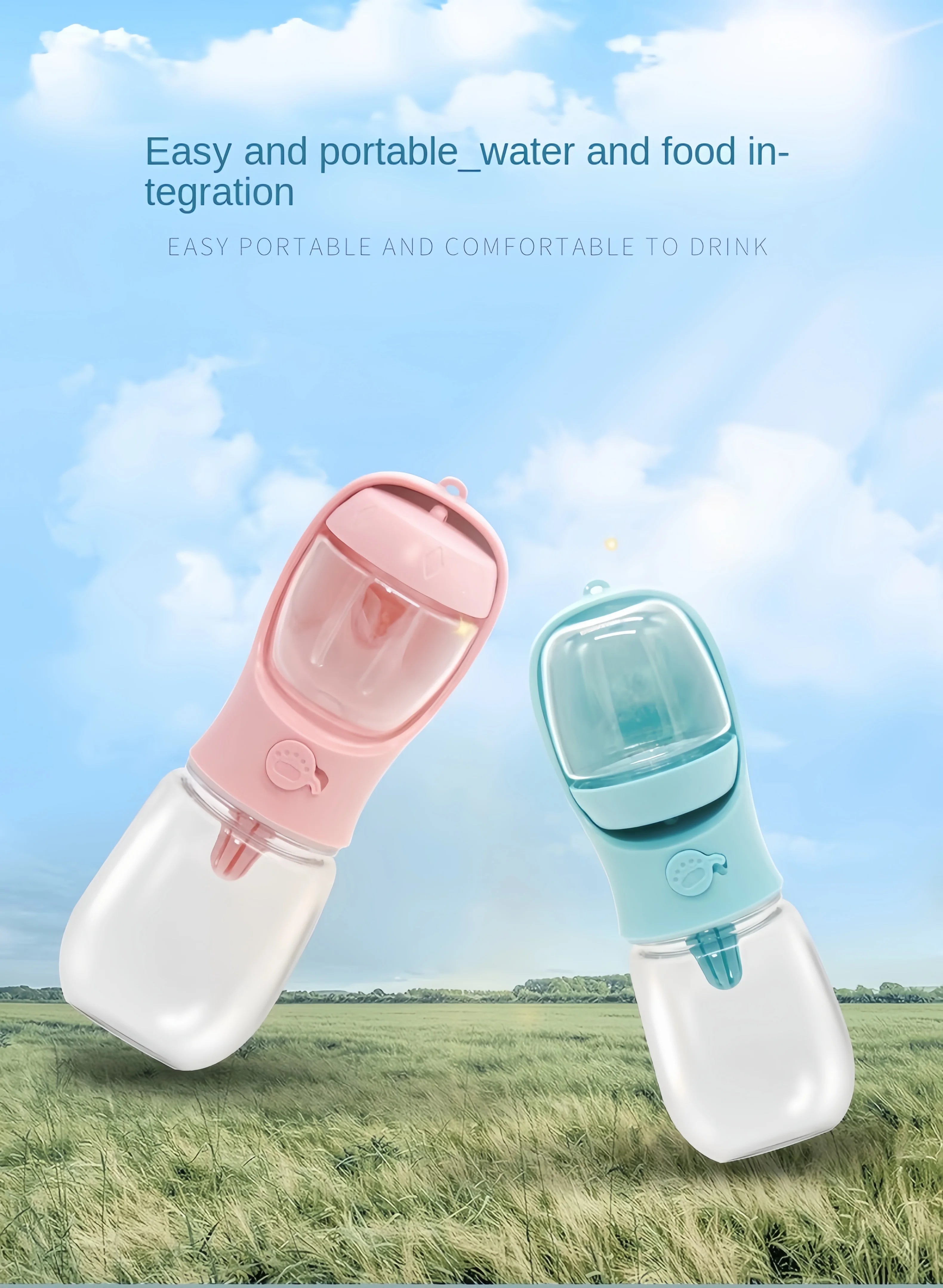 Portable Dog and Cat Water Bottle with Food Storage - Smarsty